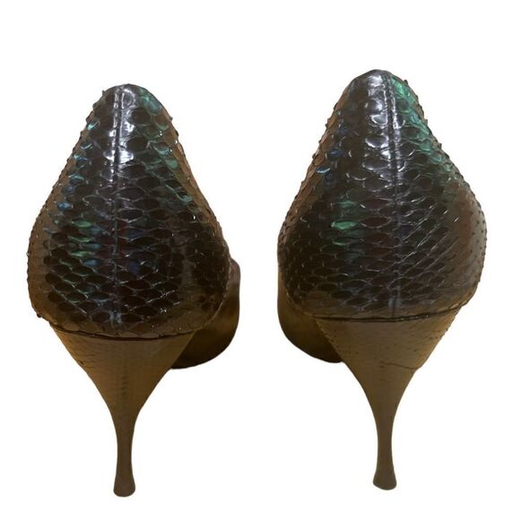 Miu Miu Black Snakeskin Leather Pointed Toe Pump Size 37 - Picture 3 of 8